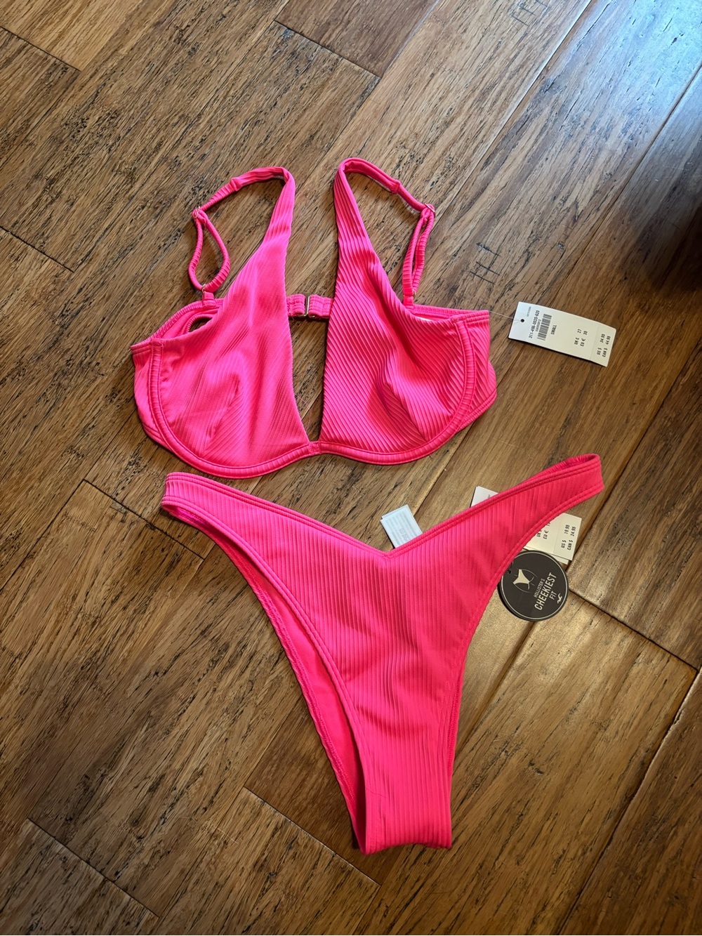 Hollister Hot Pink Ribbed Underwire Bikini Set